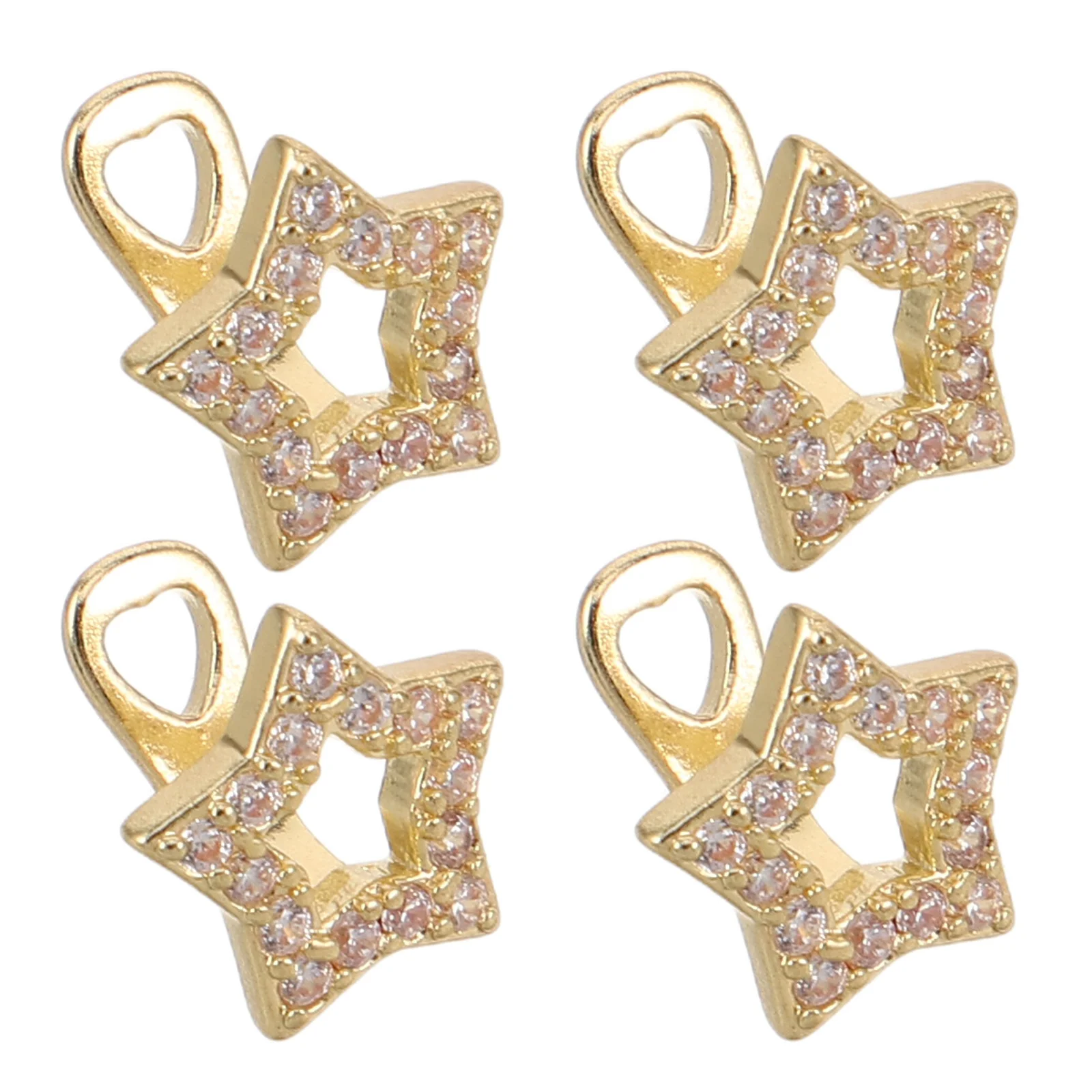 

4Pcs Hollow Star Tooth Grills Golden: Sparkling Zirconia Bling Caps for Men Women - Clip on Fake Teeth Jewelry Hip Hop Rapper