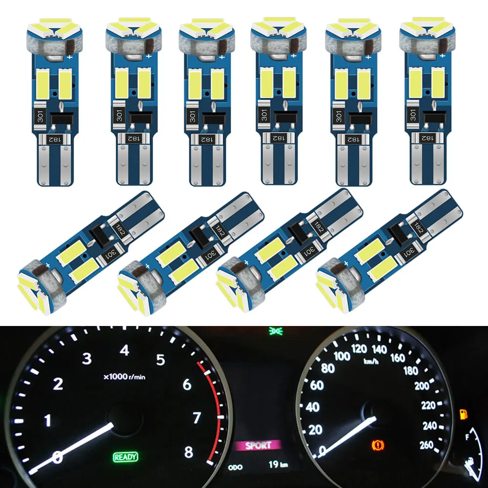 10pcs T5 Car Led Bulb W3W W1.2W 17 37 73 74 Auto LED Lamp Car Dashboard Instrument Light Bulb 12V Dashboard Gauge Lamp Indicator