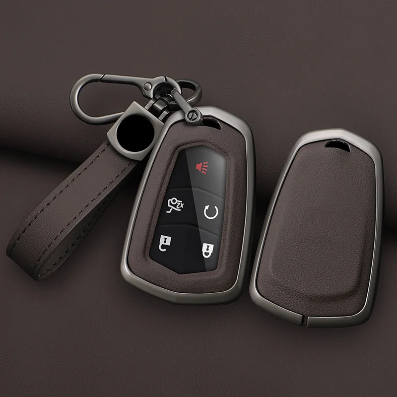Car Key Case Cover For Cadillac Xt5 XTS CTS SRX ATSL XT4 CT6 ATS Escalade ESV DTS ELR STS 2014-2018 Zinc Alloy Leather Shell