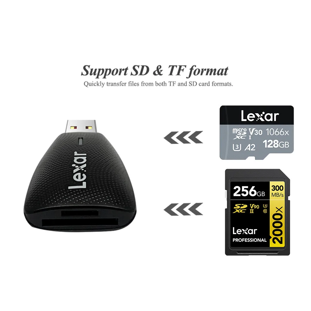 Lexar 450U ليكسر USB 3.1 قارئ بطاقة 2 في 1 SD مايكرو SD قارئ بطاقة عبر ذاكرة فلاش SDHC SDXC عالية السرعة ليكور دعم TF بطاقة SD