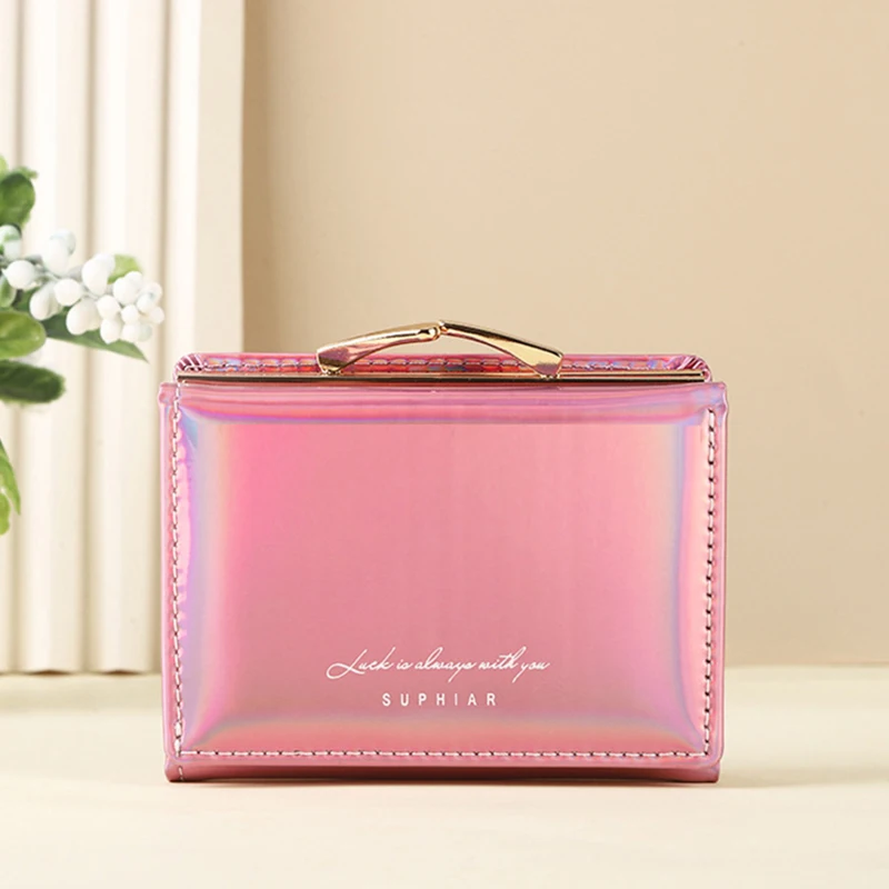 Mujer 	 Carteras de moda con tarjetero de arcoíris, monederos con bolsillo para monedas para mujer, billetera bonita corta portátil de cuero PU