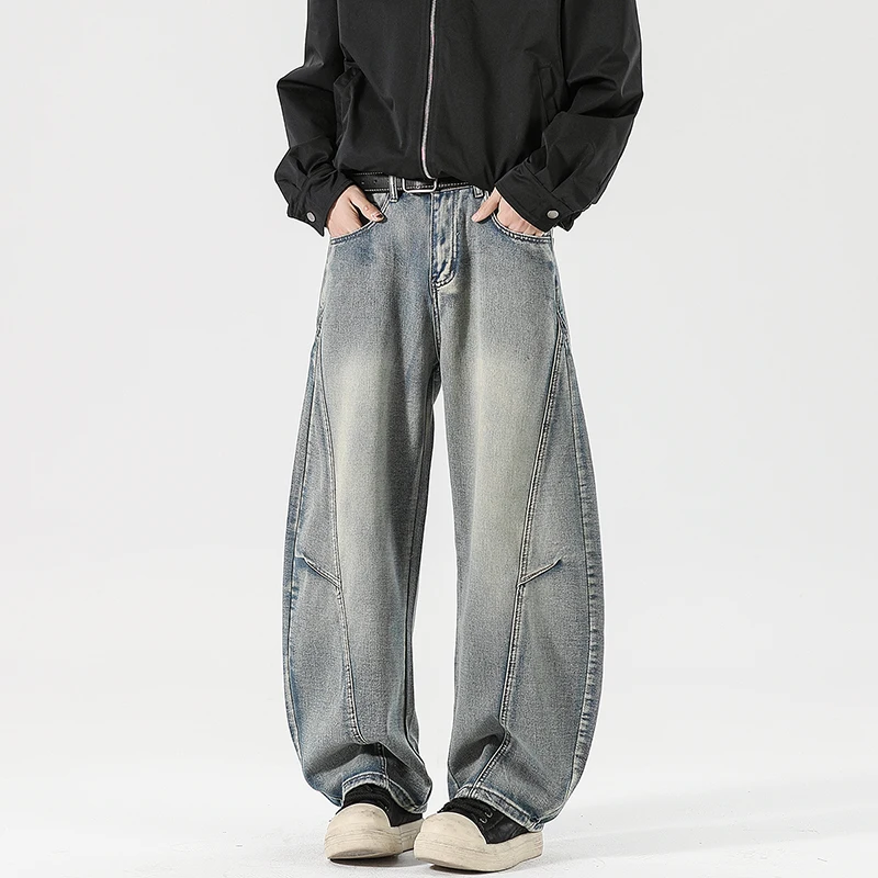 Pantalones cargo de paracaidista desgastados con lavado quemado para hombre, pantalones vaqueros con múltiples bolsillos y corte holgado para exteriores