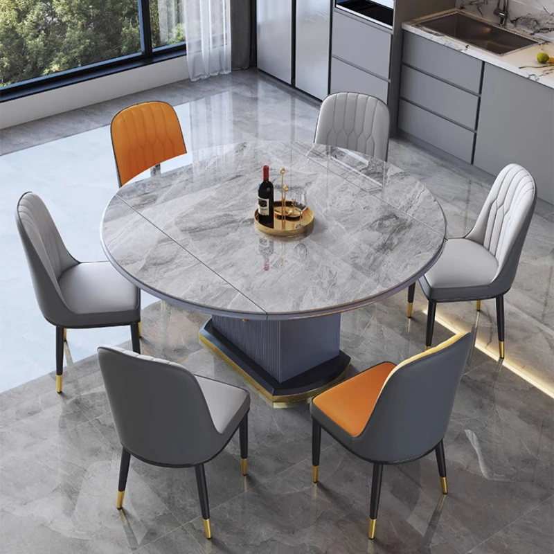 

Luxury Kitchen Dining Table Round Modern Slate Living Room Dining Table Dinner Nordic Mesa Comedor Home Furniture ZT50DT