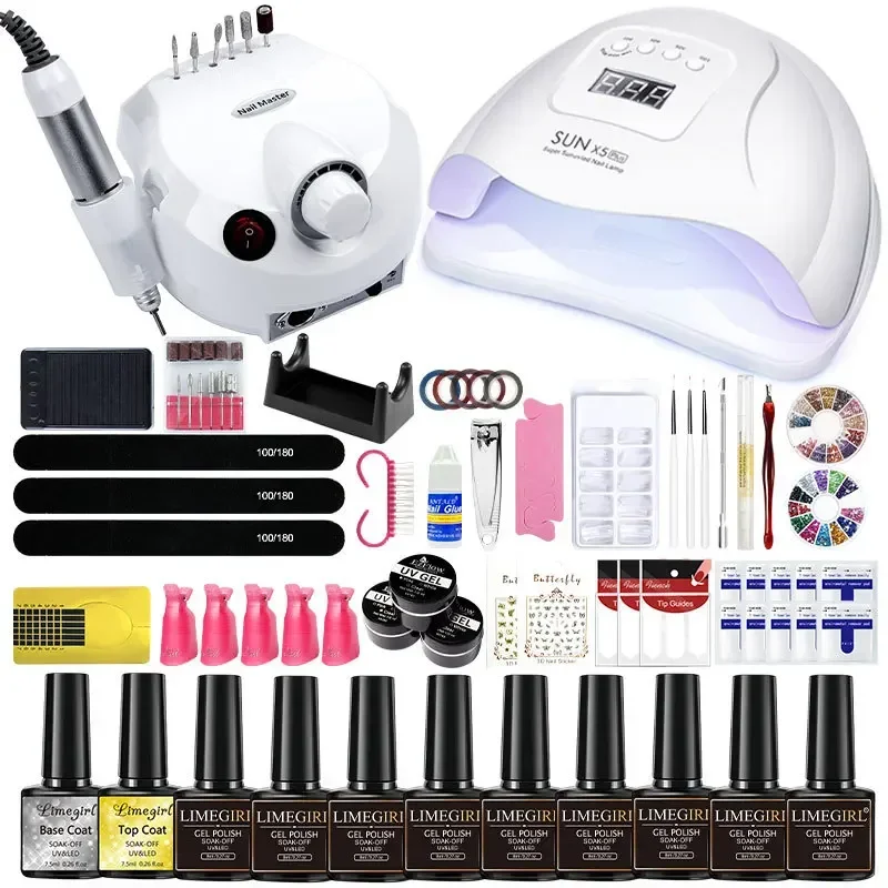 Nail Art Tools Full Set Nail Polish Glue Beginner Home Novice Light Therapy Grinder Machine Sets Nail Polish Professional