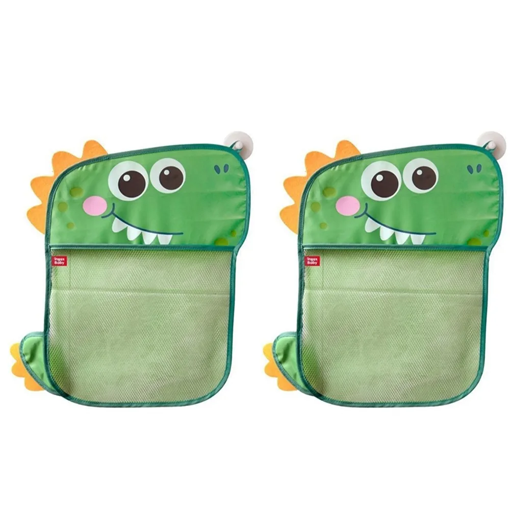 

2Pcs Duck Shapes Baby Bath Toys Storage Bag with Suction Cup Hanging Bath Game Bag Large Capacity Cartoon Bathroom Organizer
