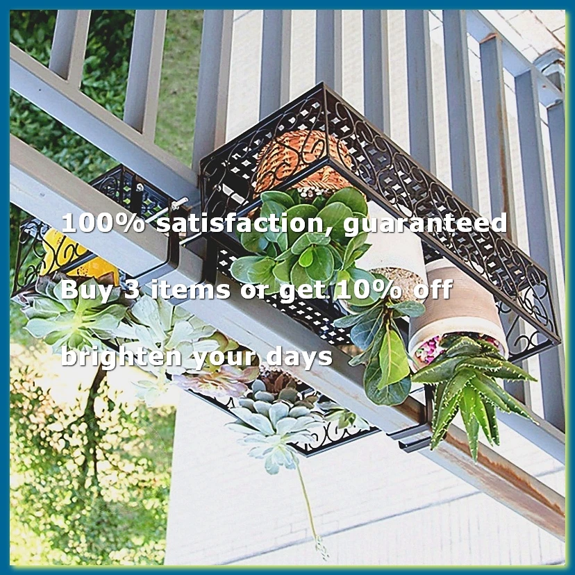 Plant Rack Flower Pot Rack Plant Storage Railing Home Storage Rack Suitable for Garden Balcony Corridor