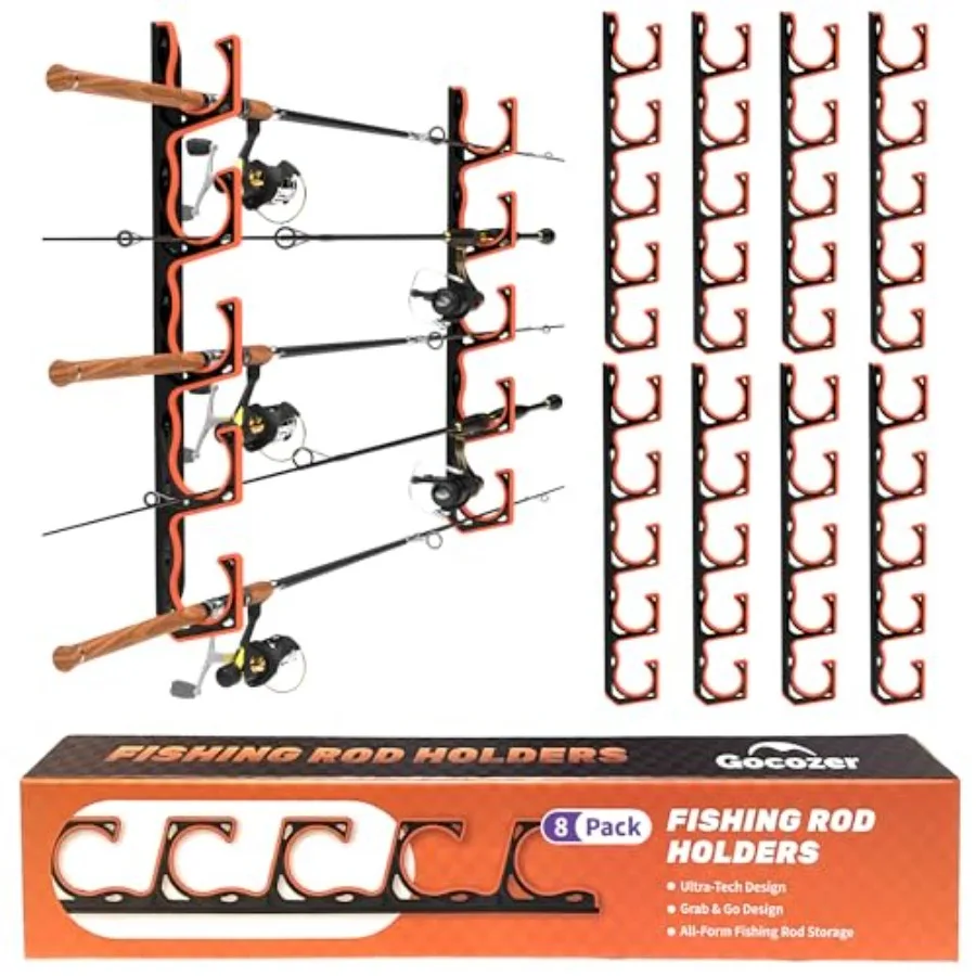 

Fishing Rod Holder for Garage H5 Wall or Ceiling Mounted Fishing Pole Holders with Soft Protective Pad Fishing Rod Storage Orga