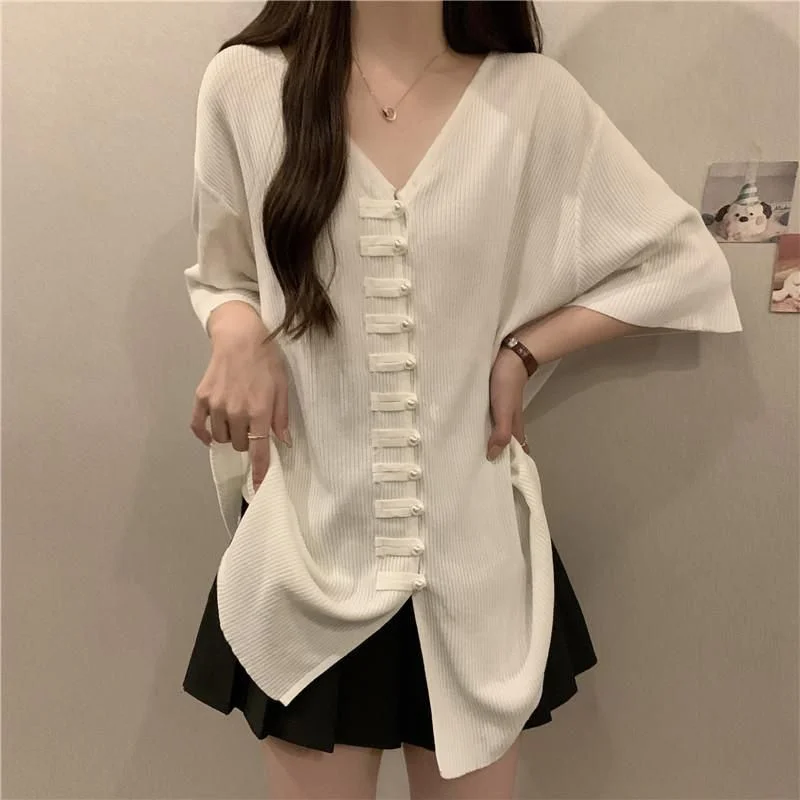 

Женская летняя футболка больших размеров (до 300 фунтов), повседневная, с V-образным вырезом, коротким рукавом, омолаживающая, в стиле INS