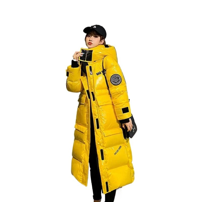 winter clothes jackets Glossy down cotton clothes new women's medium and long styles over the knee loose and enlarged thickened