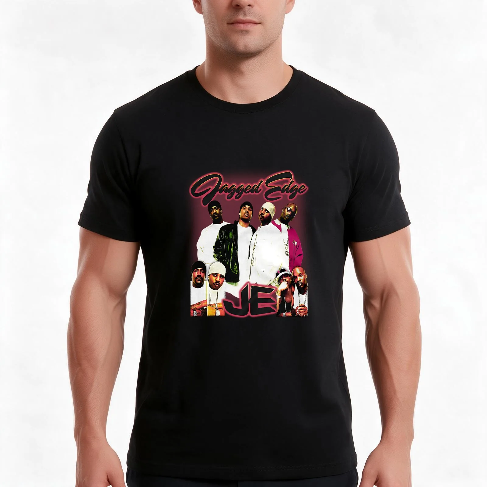 Jagged Edge JE 90s RB Vintage Style T-Shirt Summer Casual Cotton Tee Oversized Streetwear Tops Vintage Graphic Print