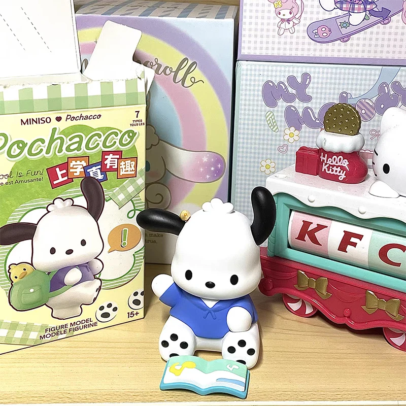 Sanrio Blind Box Pochacco School Really Fun Series Anime Figure Caja Ciega Mystery Box Collectible Children Surprise Xmas  Gifts