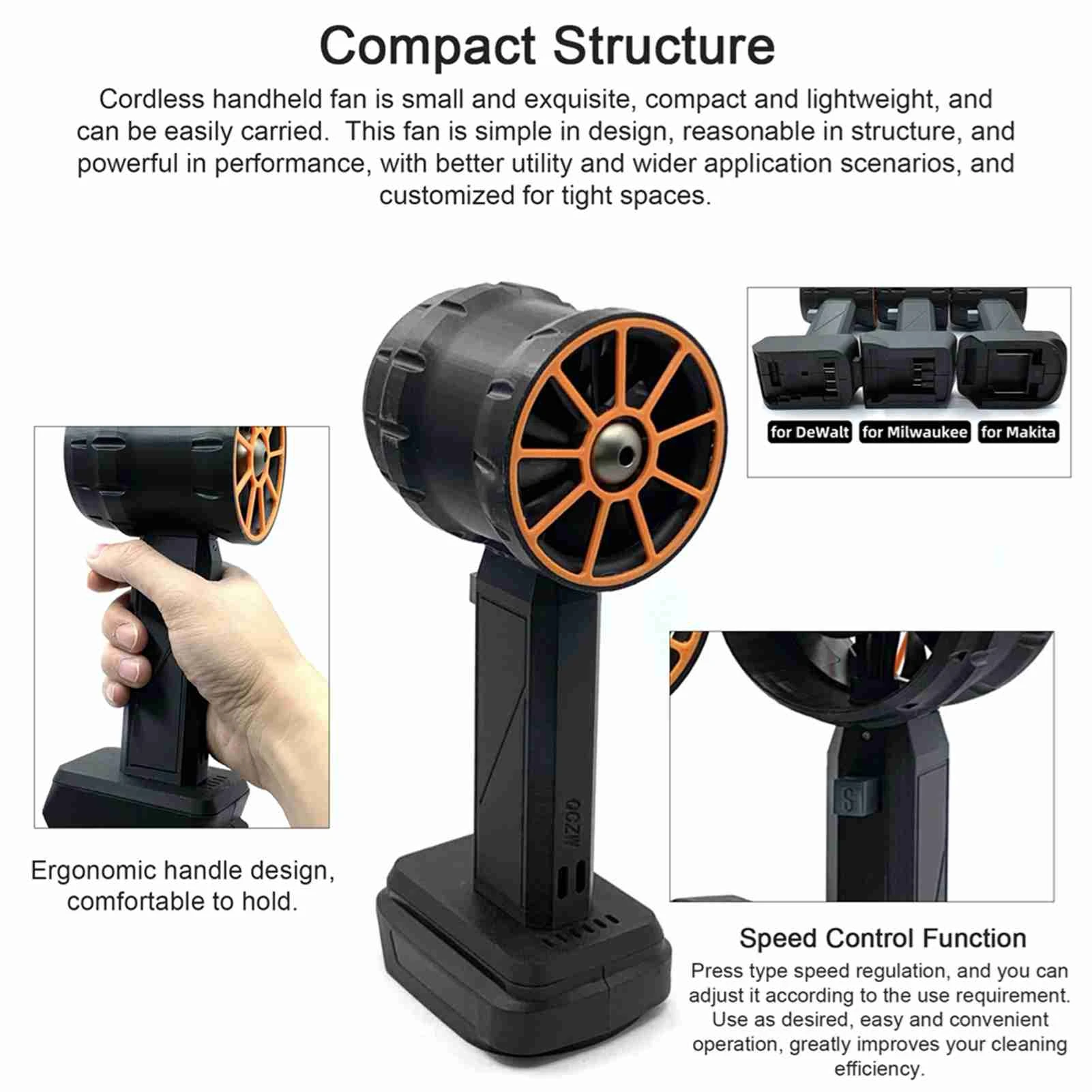 Handheld duct turbine fan with a thrust of 2200g and a brushless motor of 64mm, portable high-power blower, is used for keyboard
