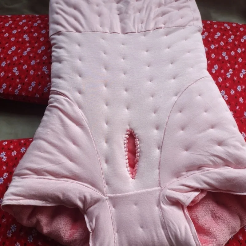 남성 섹시한 핑크 하이 웨이스트 코튼 팬티 수제 벨벳 채워진 코튼 두꺼운 푹신한 따뜻한 배꼽 팬티 BF 프라이빗 파티 팬티