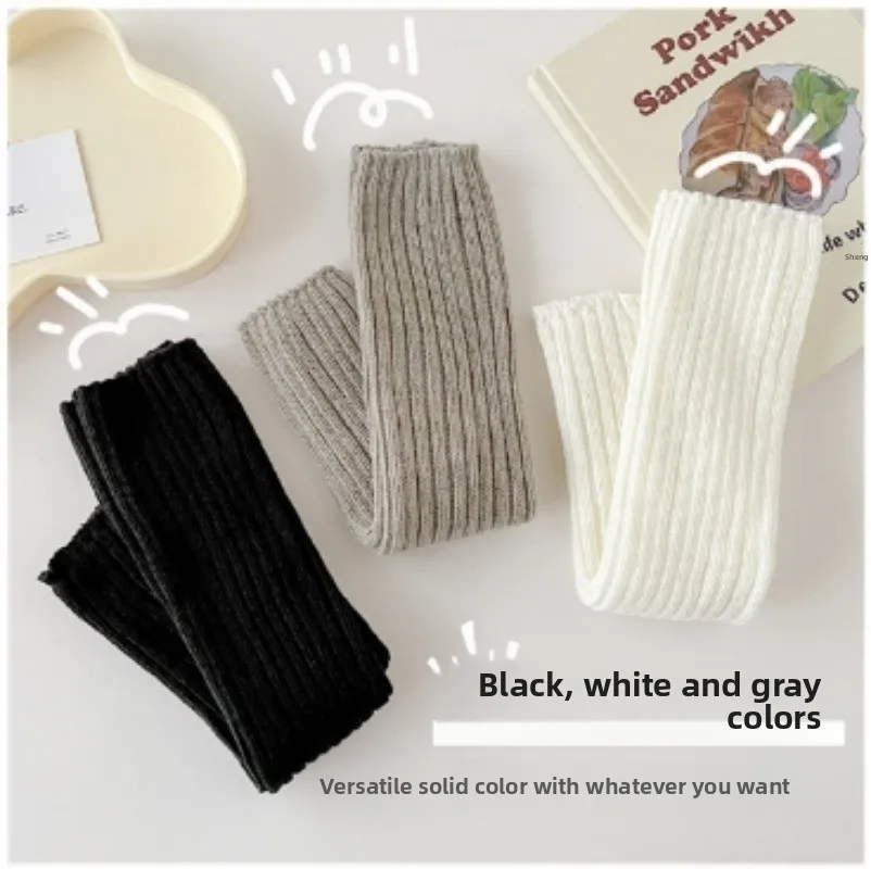 

New Japanese Lolita Y2k Solid Color Leg Warmers Women Hollowed Out Foot Heel Warm Knitted Knee High Socks Legging Gaiters Cover