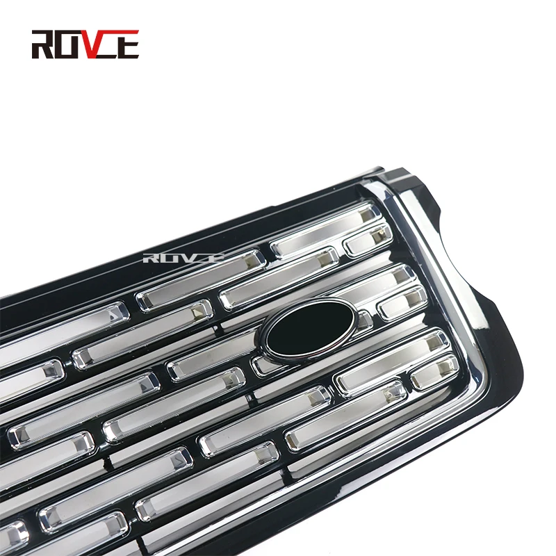 ROVCE Front Bumper Grille Racing Grill For Ranger Rover Autobiography 2013-2017 LR086326-B Black Silver Style Accessories