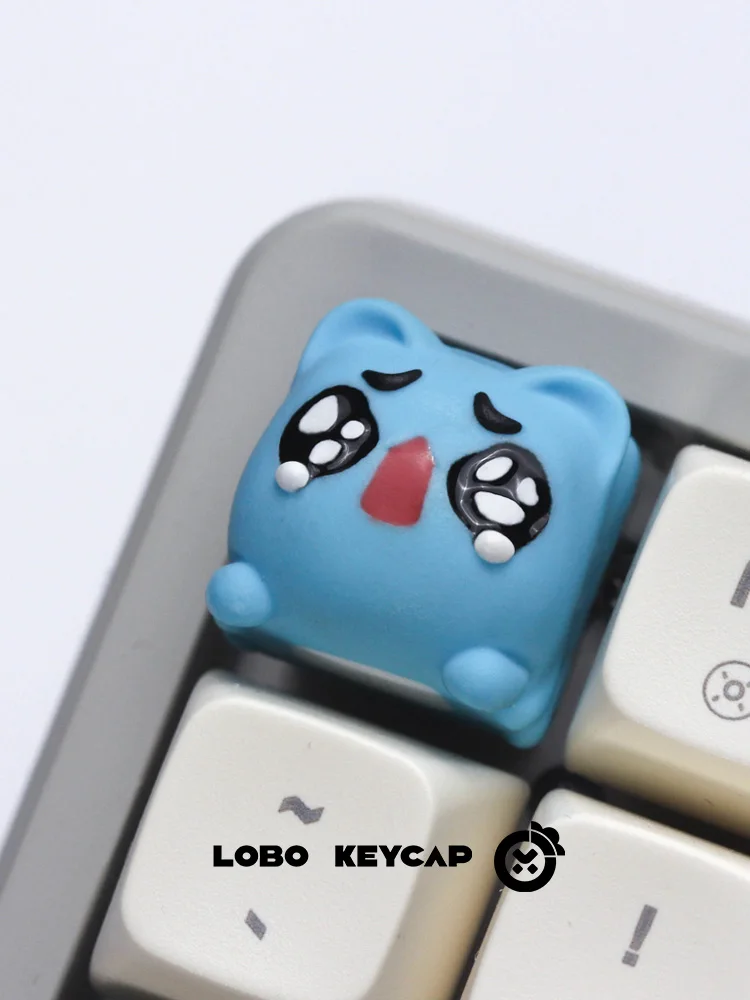 Cute Cat Animal Keycaps Custom Original Artist Design Resin Key caps Kawaii Point Keycap for gaming Rainy75 Accessories key caps