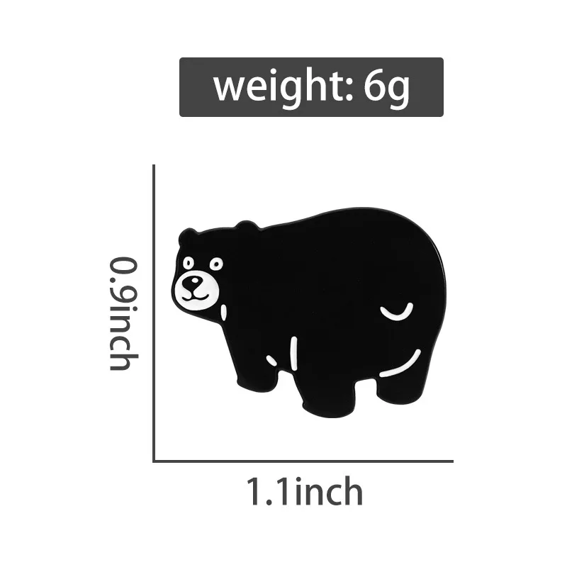 Cartoon Animal Series Enamel Pins Cute black bear brooch Lapel Pins Badge on Backpack Clothing Accessories Fashion Jewelry view 2
