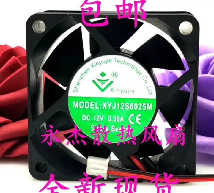 XYJ12S6025M DC 12V 0.30A 60x60x25mm 2-Wire Server Cooling Fan