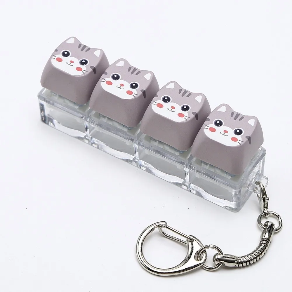 Detachable Fidget Button Keyring Mini Size Portable Animals Printed Keycap Keychain Novelty Creative Stress Relief Bag Pendant