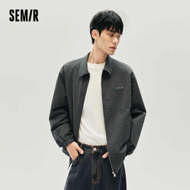 Semir Jacket Men Plaid Textured Lapel Fashion Comfortable Man Clothing Jackets for Man Plaid Texture Soft Fabric Lapel Design