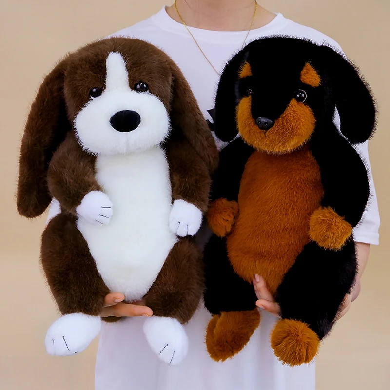 

45CM Cute Cartoon Dog Plush Toys Soft Stuffed Animal Doll Lovely White Black Sitting Puppy Dog Toys For Xmas Gifts