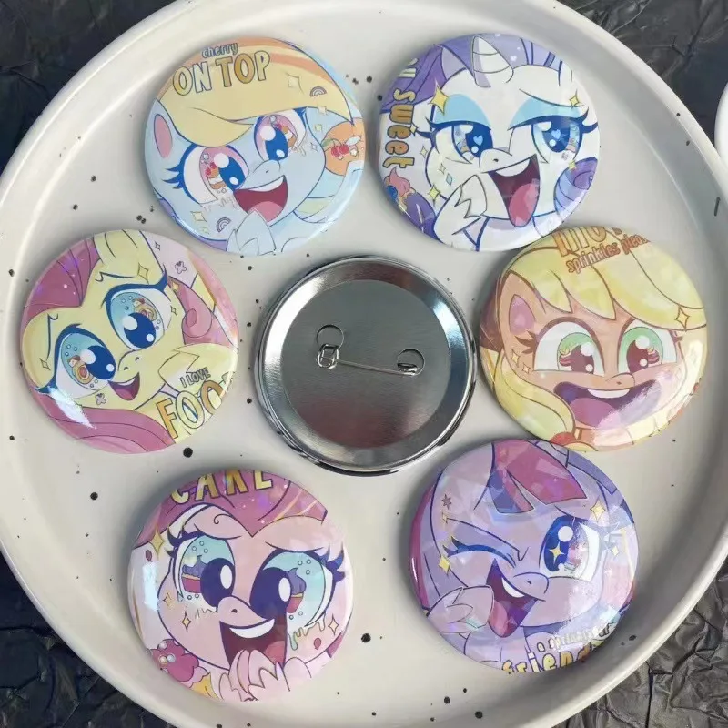 بلدي ليتل المهر Fluttershy قوس قزح داش الخنصر فطيرة الشفق البريق الغريبة أبلجاك بروش شارة صفيح Accessoy هدية 58 مللي متر