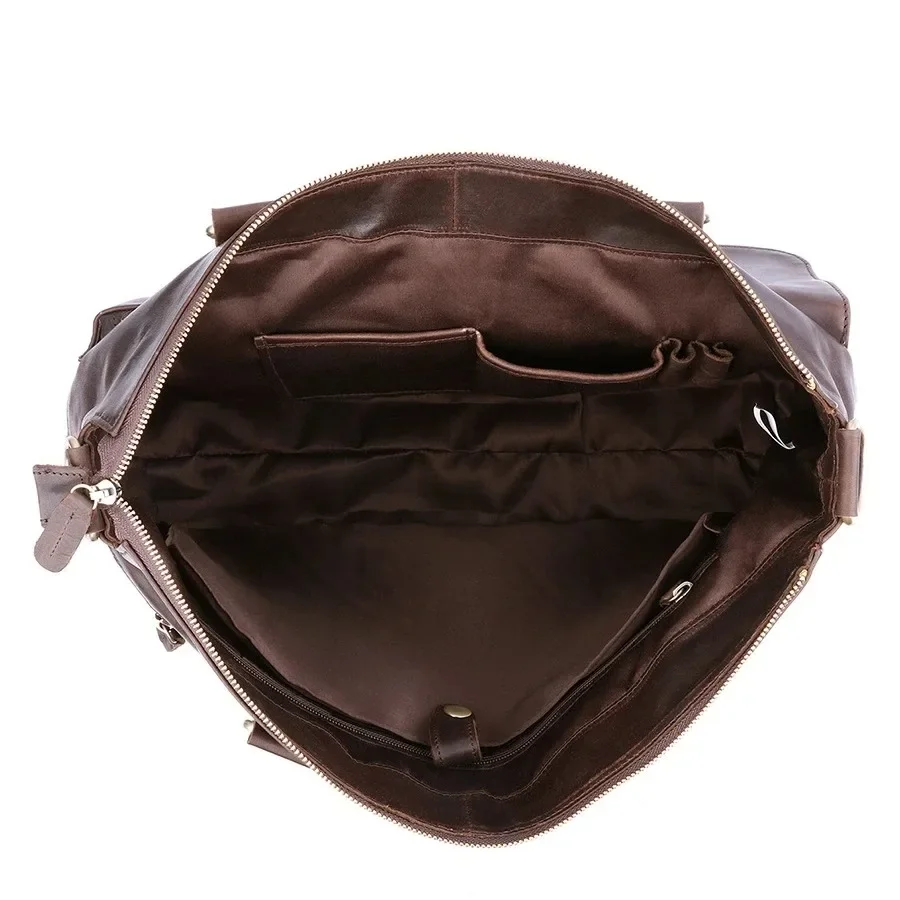 Imagem -04 - Bolsa de Couro Genuíno para Homens Maleta de Negócios Ombro Crossbody Bolsas Bolsa Mensageiro Casual Flap Bolsa 14 15.6 17.3