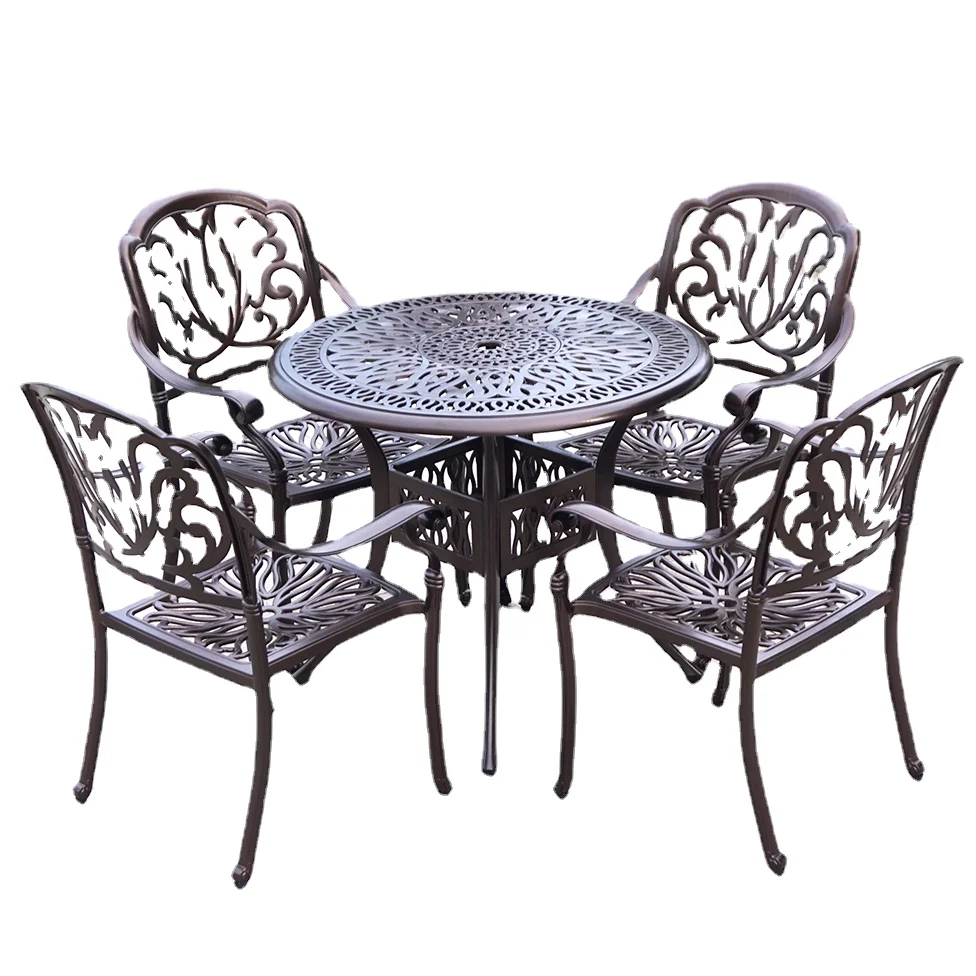 High Quality Cast Aluminum Outdoor Patio Garden Furniture Table and Chairs Set