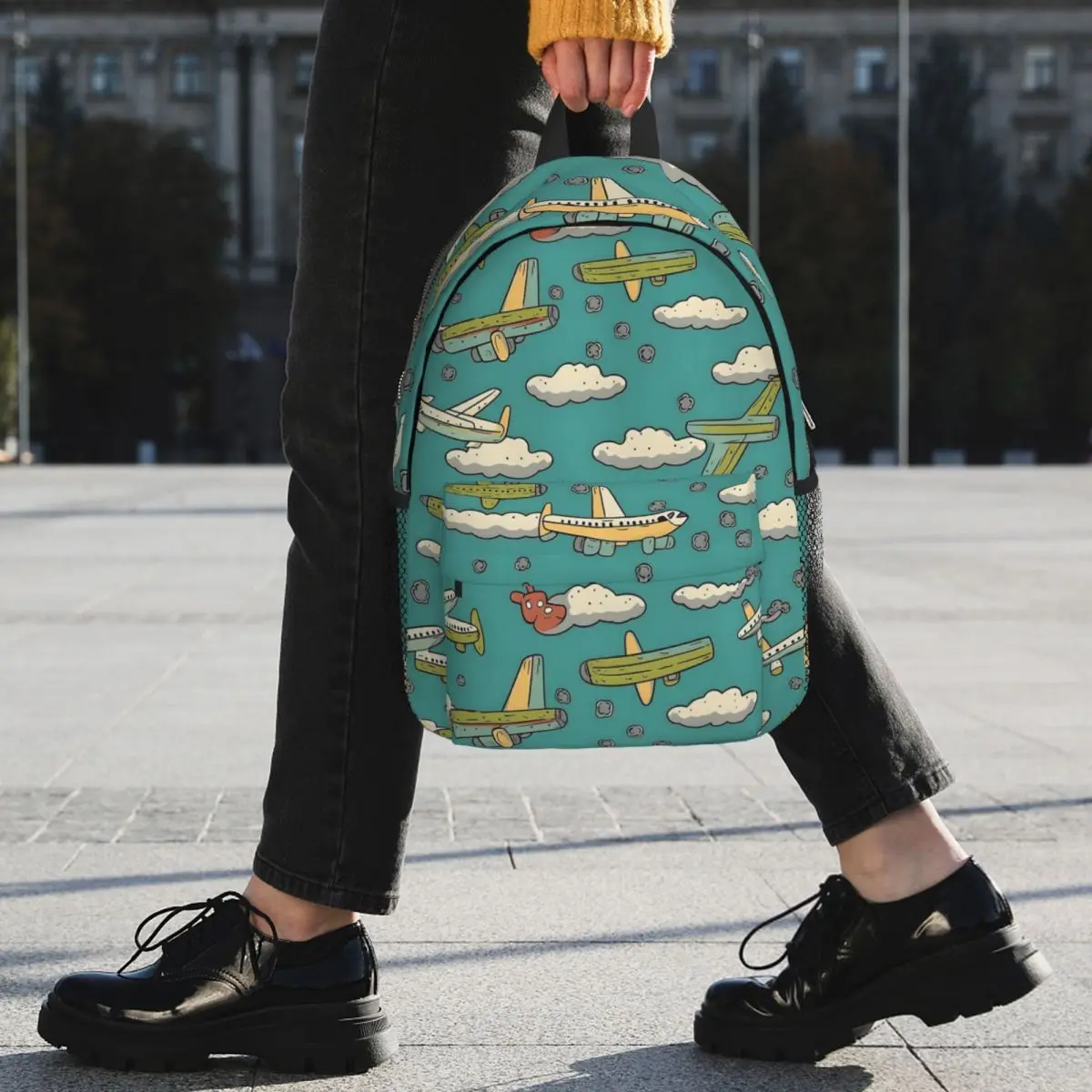Cartoon Airplane Aviation Themed Backpack Student BookBag Children School Bag Computer Shoulder Bags for Men Women