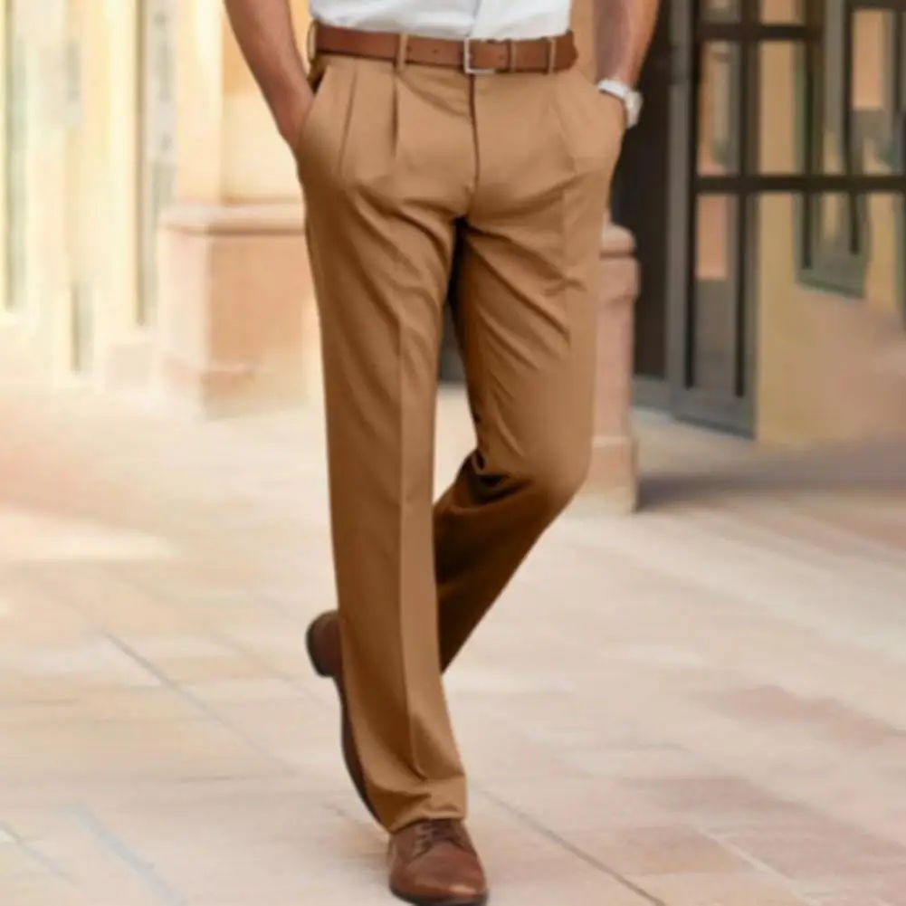 Pantalones hasta el tobillo de Color caqui liso para hombre, traje de negocios, Pantalones elásticos, ropa informal, otoño