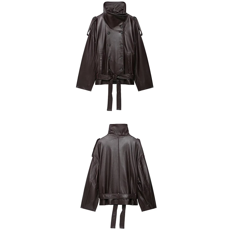 Guobioziy Women's Slim Fit Faux Leather Jacket 2026 Spring-Autumn New European Casual Fashion Trend Retro Fringe Biker Street