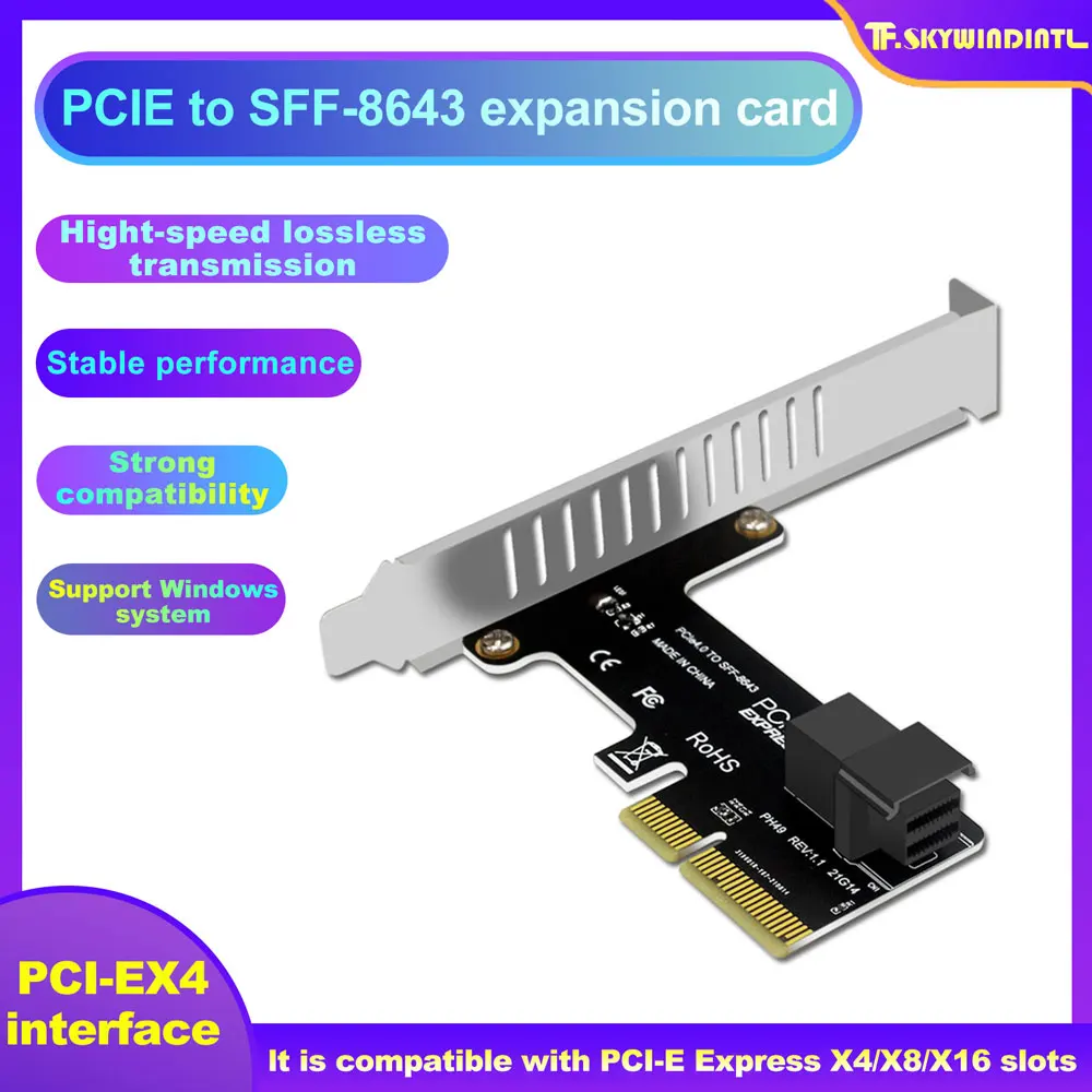 Adaptador PCIe 4,0 a SFF-8643 SAS/SATA, convertidor SSD NVME RAID de 4 puertos de 2,5 ", tarjeta de expansión HDD para NAS/Server/escritorio