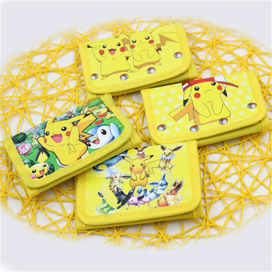 Pokemon Children\'s Wallet Boy And Girl Pikachu Character Three-fold Short Wallet Card Bag Cartoon Zero Wallet Toy Random One