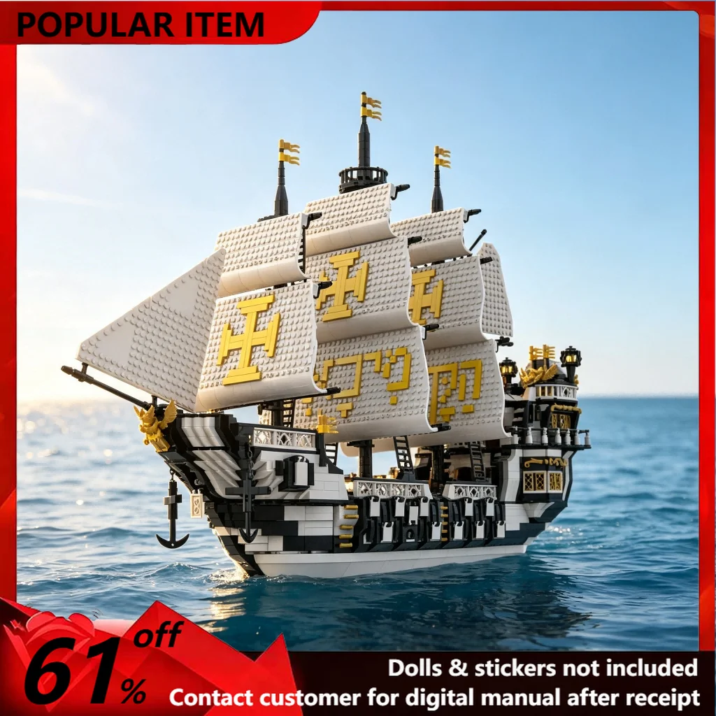 4363PCS MOC Medieval European Large Vintage Sailing Galleon Warship Detailed Display Model Building Blocks DIY Assembly Gifts