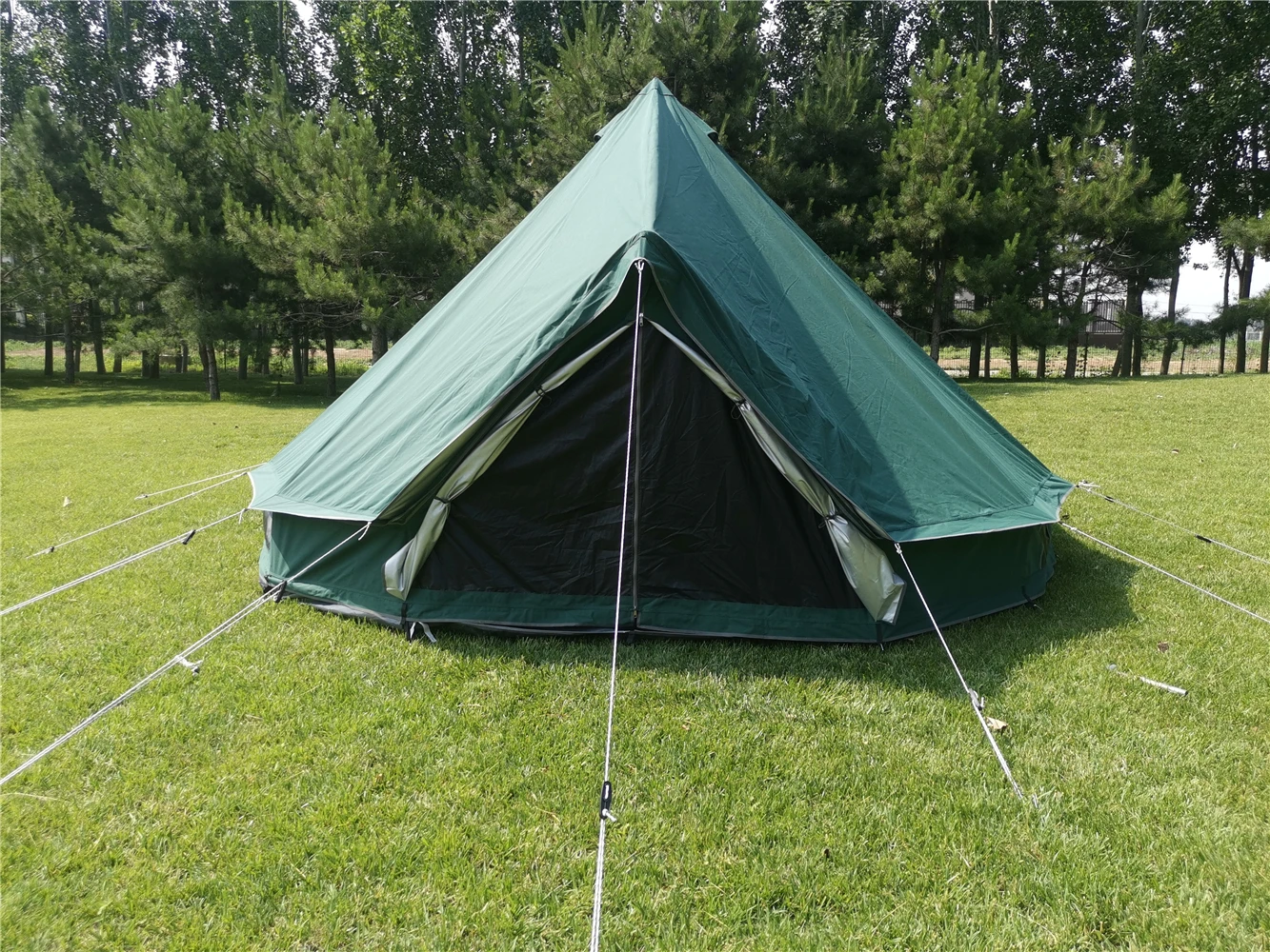 Katoenen canvas Camping Glamping Tipi Grote familie 4m 5m 6m Yurtgroene dubbele bel tentvloeren