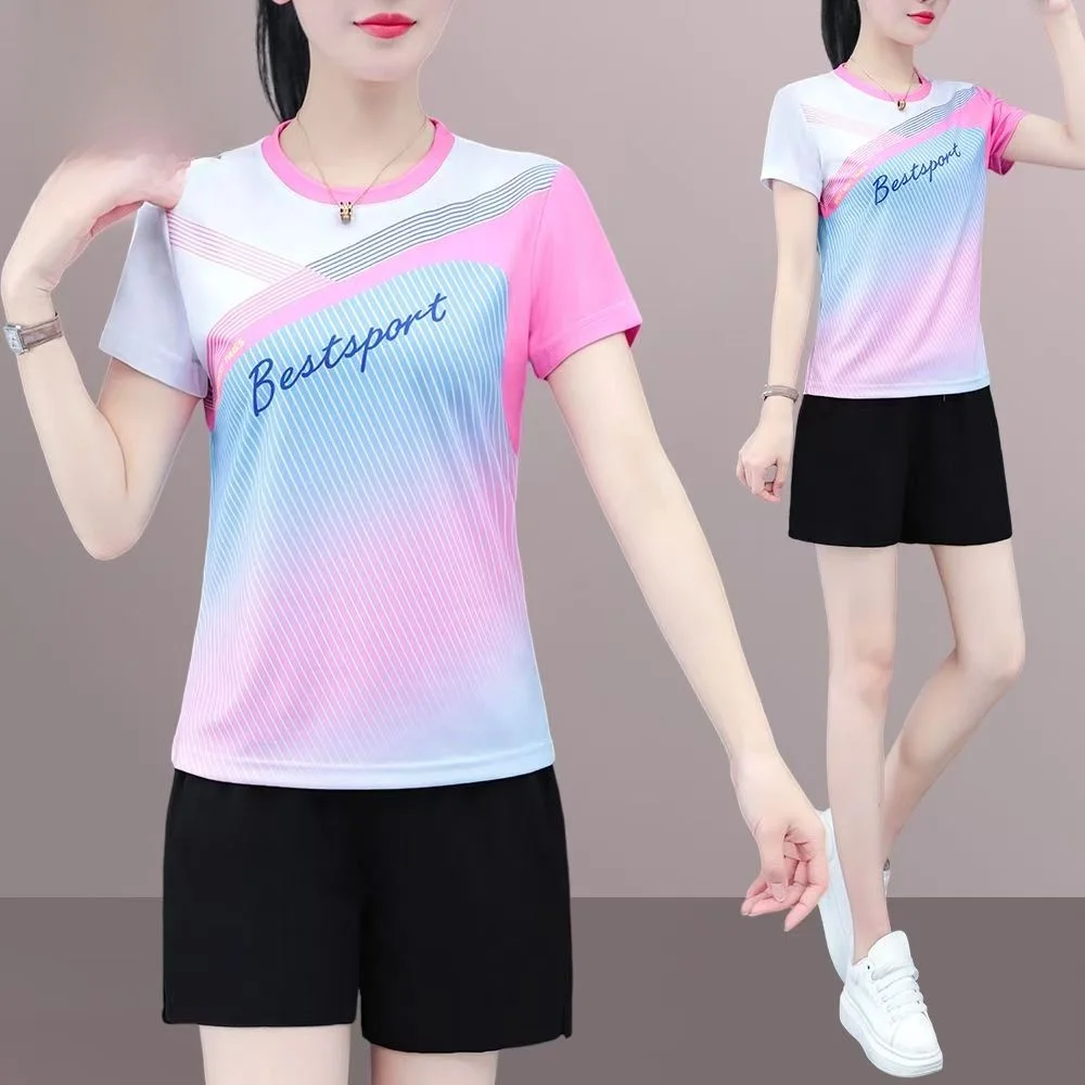 

TUCANO Badminton Sports Fitn Women's Qui Dry Two Piece Set Summer 2025 New Sle Mom Running Outfit Polyester Fiber