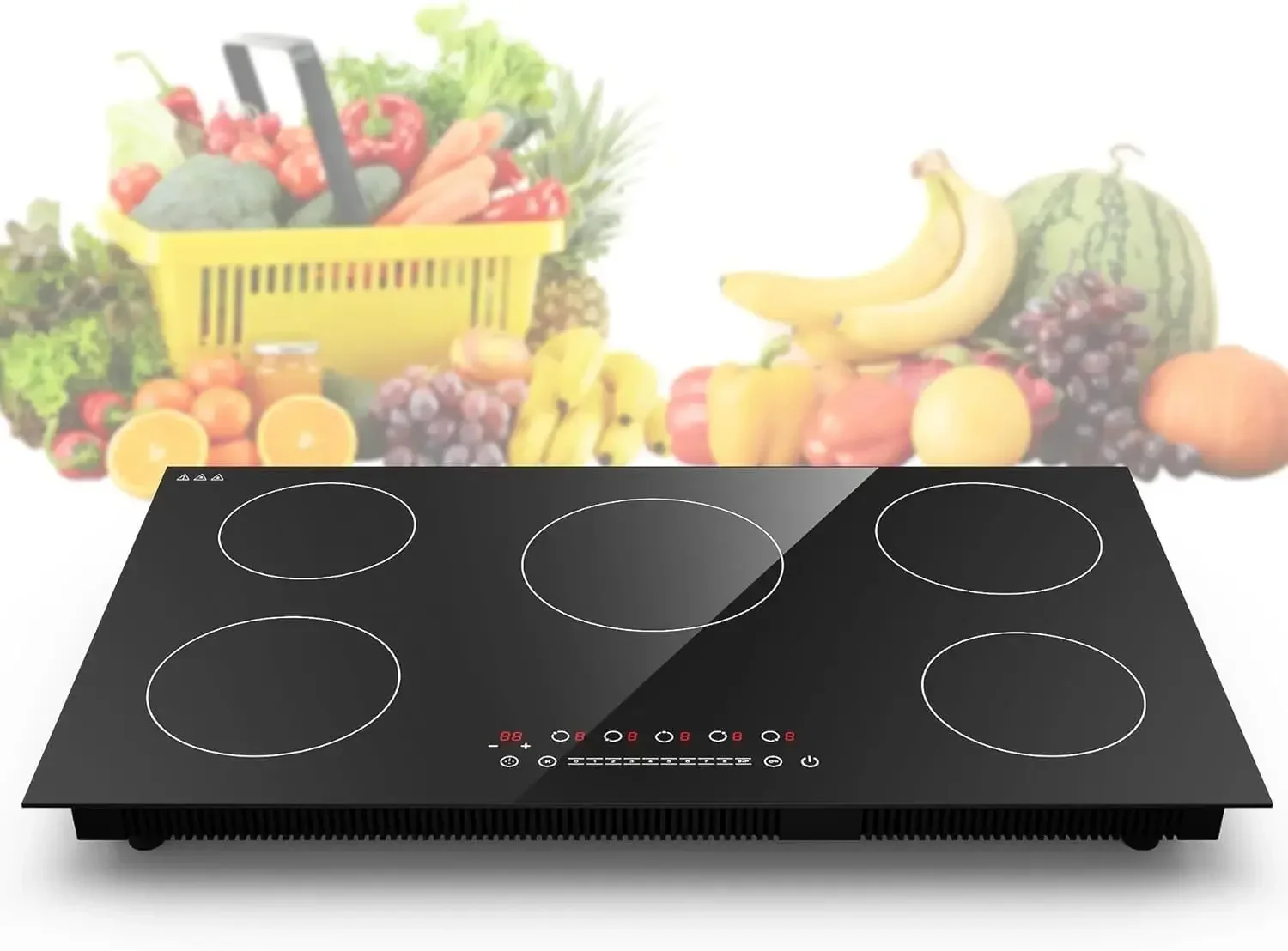 

VBGK Induction Cooktop, with 5 Burners Desktop Built-in Cooktop, 7400W 240V Induction Stovetop 9 Power,Levels Sensor