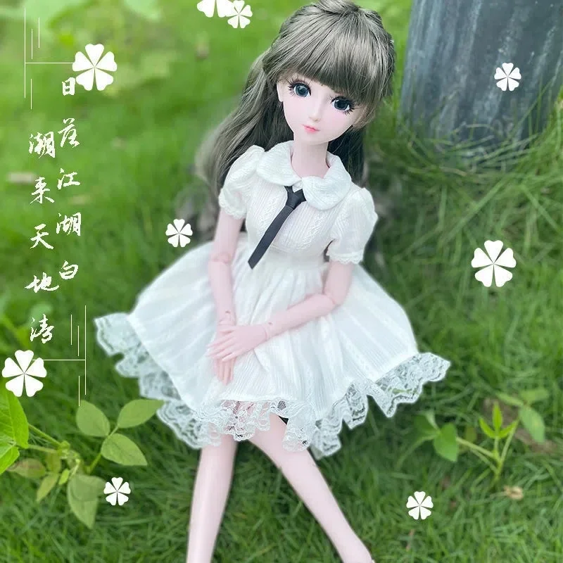 60cm  Bjd Coth Maid Lolita Dress Lattic Full Set Doll Clothes 1/3 Doll Suit No Shoes Toy Accessories for 60cm Bjd