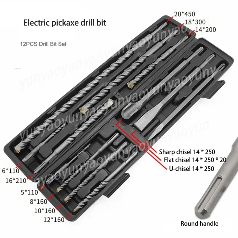 Chisel Shank Hammer Drill Bit Set Concrete Masonry Grooving Rock Drill Bits Power Tool Accessories
