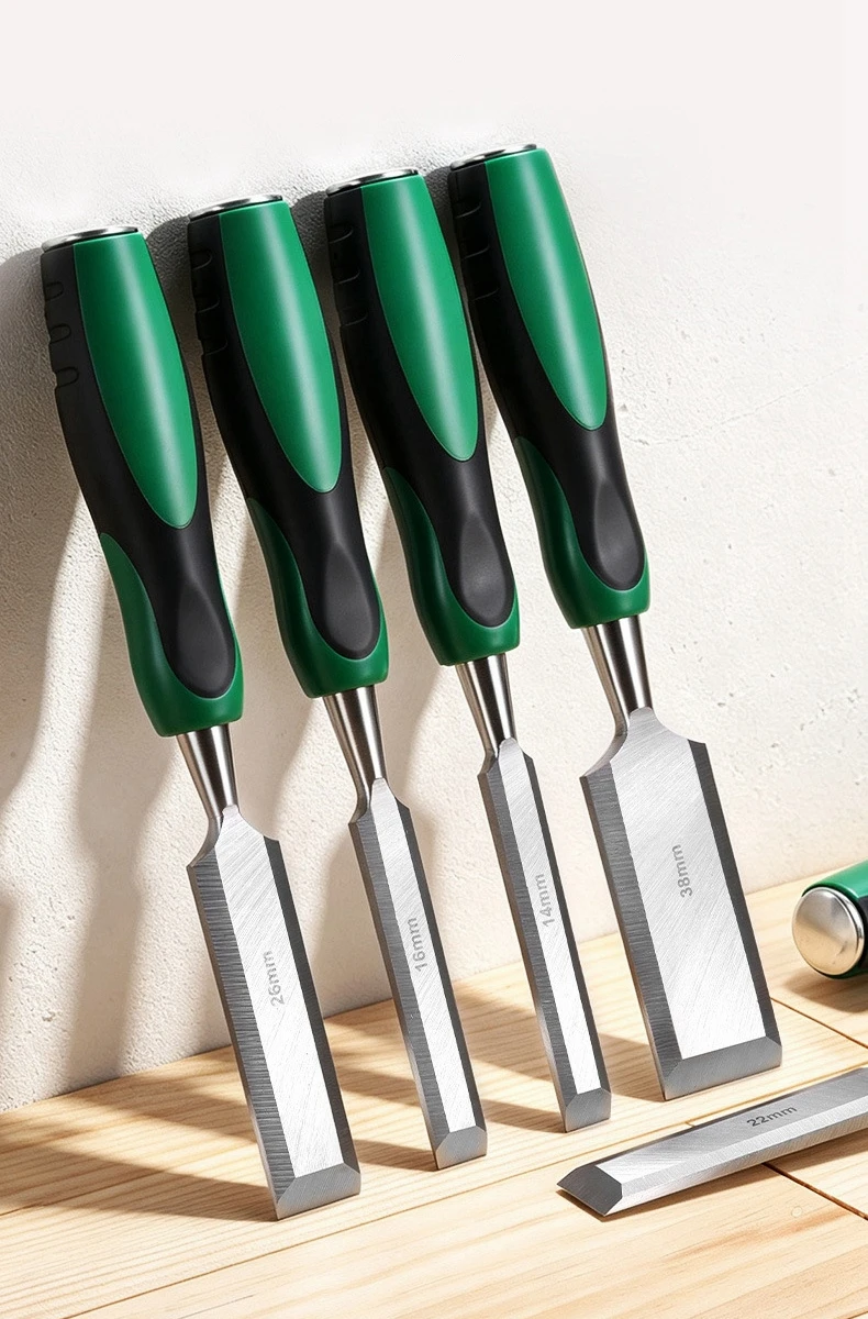 Woodworking Chisel Tool, Heavy Duty Striking Cap Thru-Tang Bevel Edge Wood Chisel for Precision Hand Carving Carpentry Blade