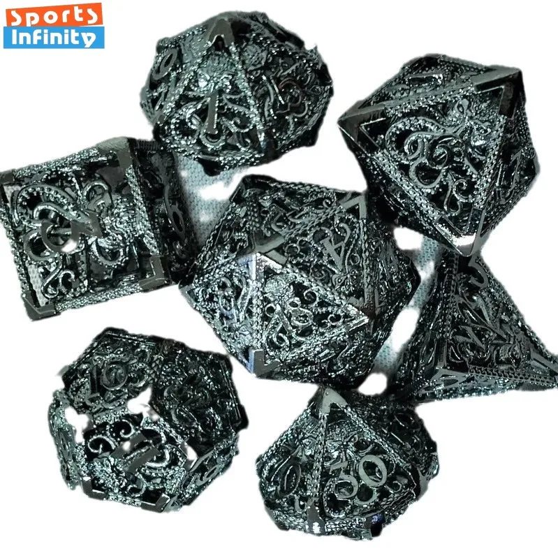 7 قطعة/المجموعة المعادن جوفاء الرقمية مجموعة نرد DND COC RPG متعدد السطوح مجلس لعبة تشغيل مجموعة النرد حفلة الترفيه DND مجموعة نرد #3