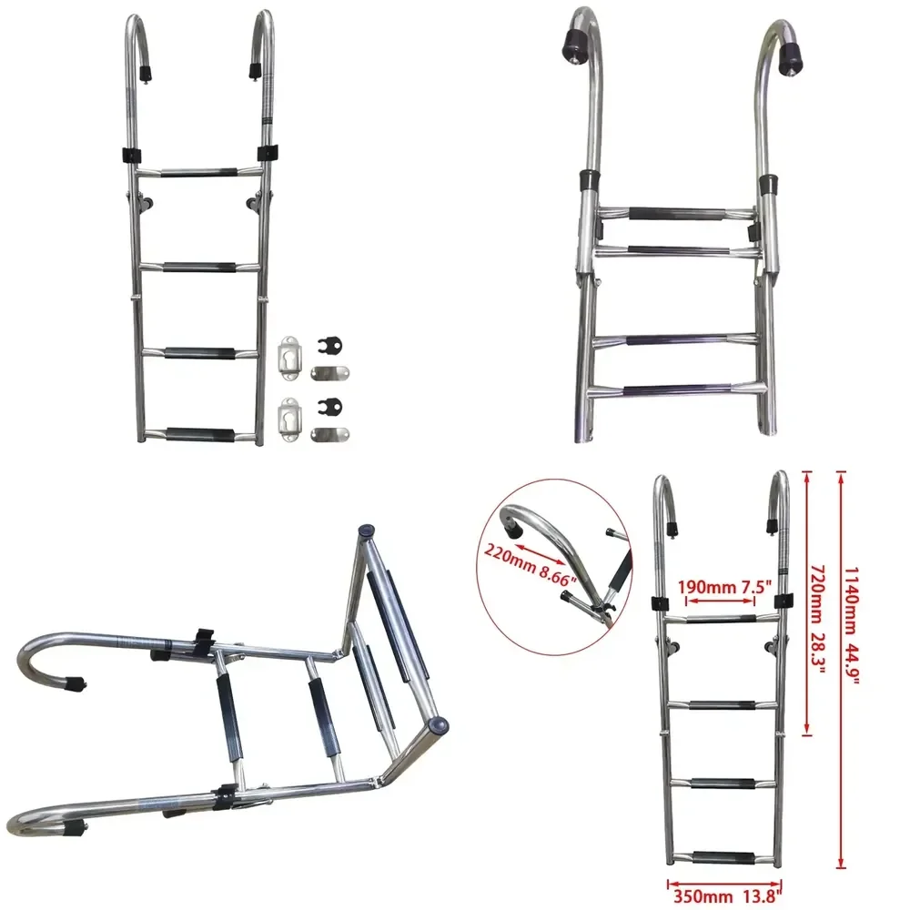 2026 Foldable Retractable Bendable Ladder for Yacht Boat Marine Hardware Accessories 316 Stainless Steel Marine Grade