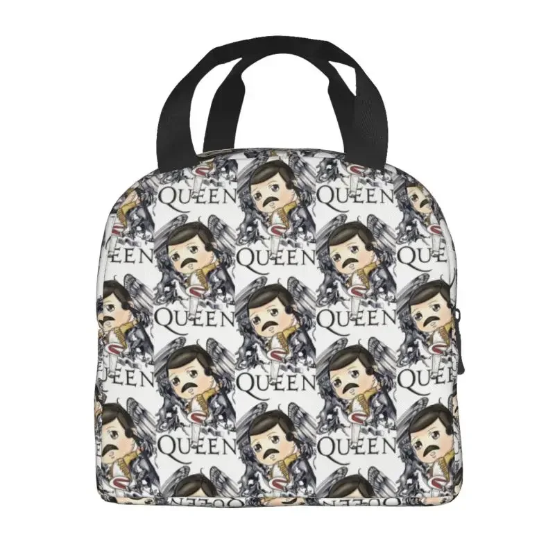 Freddie Mercury Cartoon Insulated Lunch Bags for Outdoor Picnic Leakproof Cooler Thermal Bento Box Women Kids