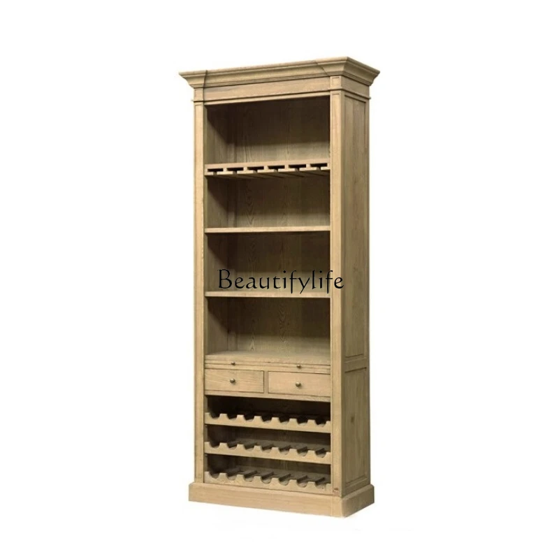

American rural solid wood antique side cabinet French retro old solid wood locker