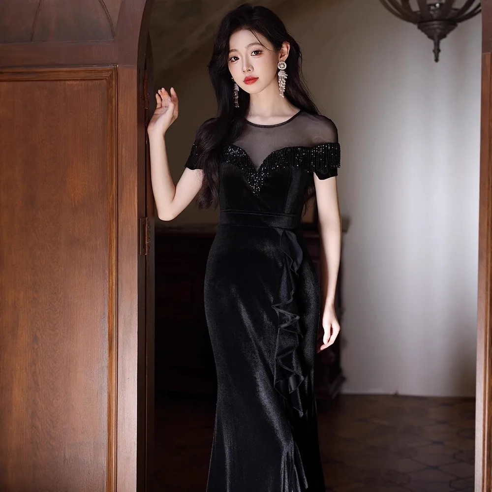 

Luxury High Quality Evening Dress Sexy Black Women's Dress Women's Summer Dress