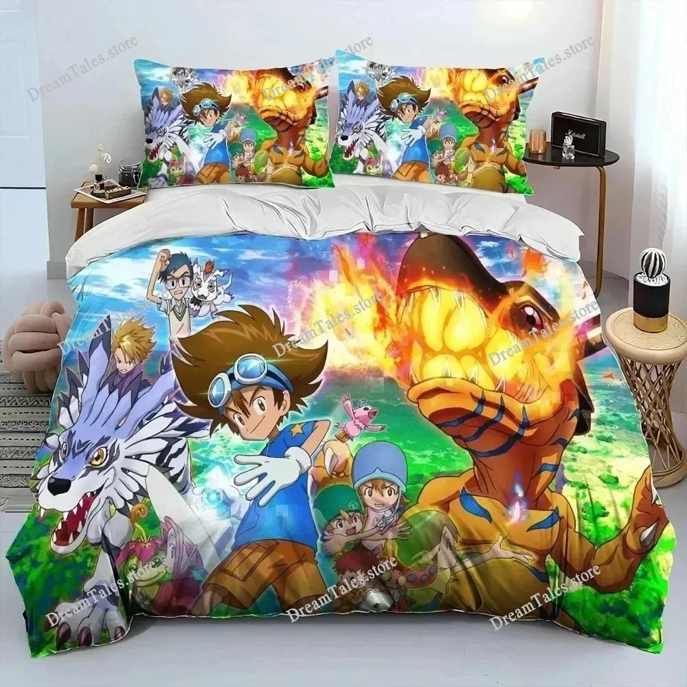 

Anime Digimon Adventure Bedding Set Boys Girls Twin Queen Size Duvet Cover Pillowcase Bed Kids Adult Fashion Home Textileextile