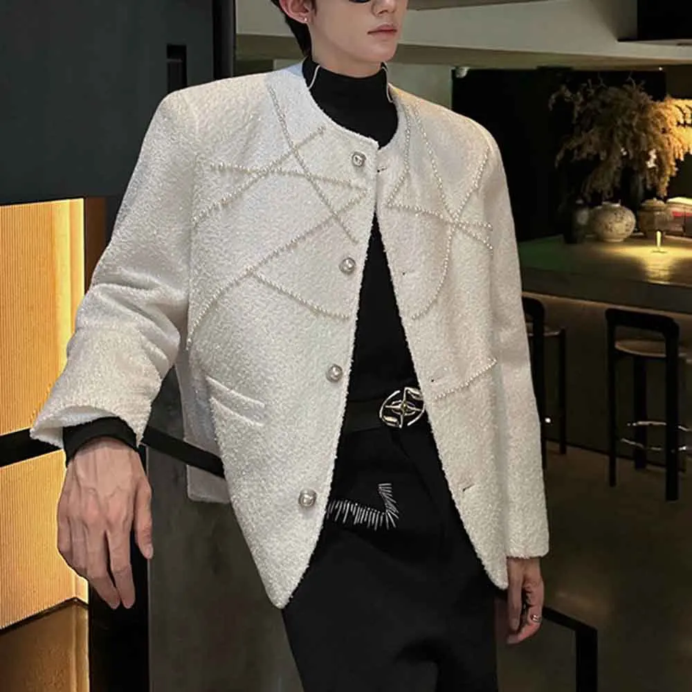 

2025 Winter New Male Solid Color Long-Sleeved Jacket American Retro Light Luxury Fashion Trend High Street Loose Niche Men's Top
