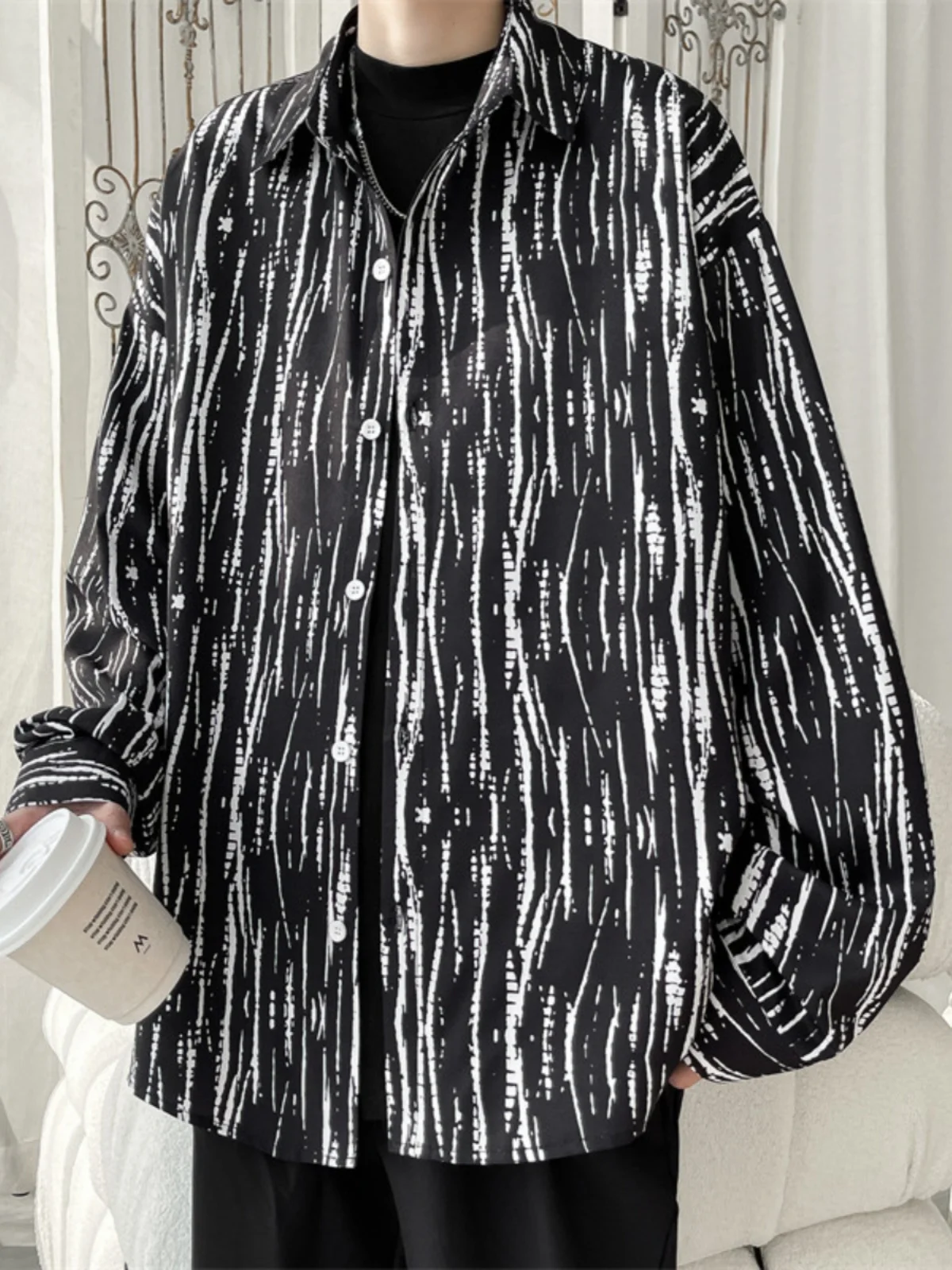 

Мужская удлиненная куртка в стиле американского ретро с эффектом тай-дай, высококачественная, с молодежным дизайном и отложным воротником, для подростков