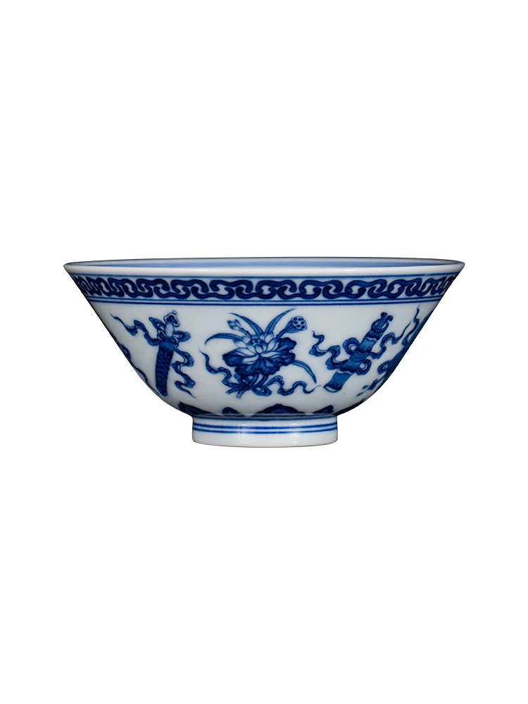 Zhong Family Master Single Porcelain Tea Cup Chai Kiln Firewood Burning Blue And White Dark Eight