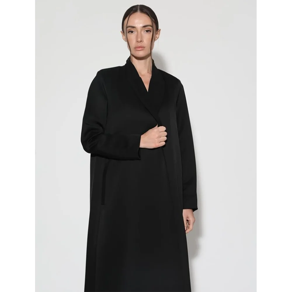 Chaqueta larga negra elegante para mujer, abrigo de diario, vestido Formal hasta el tobillo, nueva moda